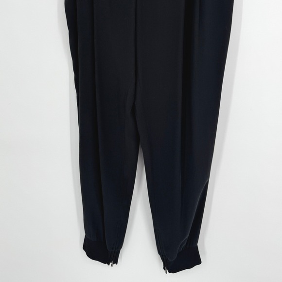 Eileen Fisher Silk Jogger Pants XL Black Elastic Waist Tapered Minimalist Luxe - Picture 5 of 9